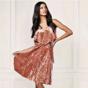 LC LAUREN CONRAD VELVET DRESS | Popover Slip Apricot Dress S "Runway Collection"